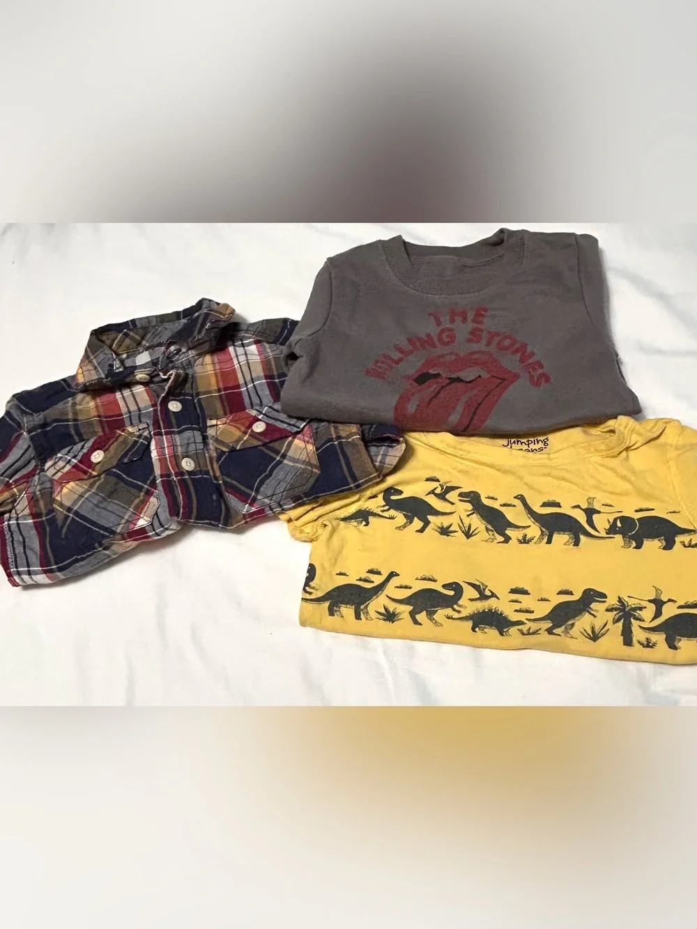 3T Kids Stones Sweatshirt, Adaptive Tee, Button Up Plaid Shirt Excellent Cond.